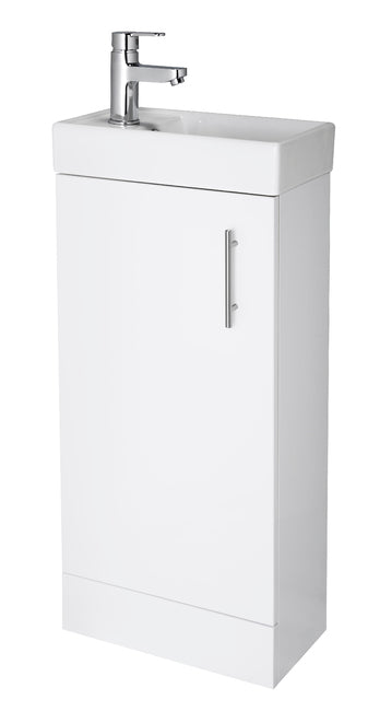 400mm Minimalist Floor Standing Vanity Unit & Basin White