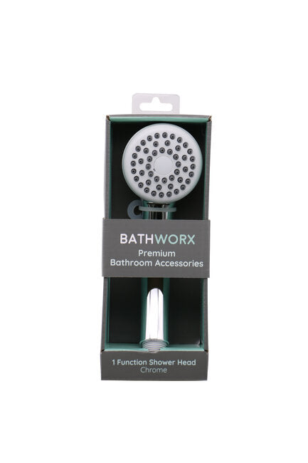 Bathworx 1 Function Shower Head White/Chrome